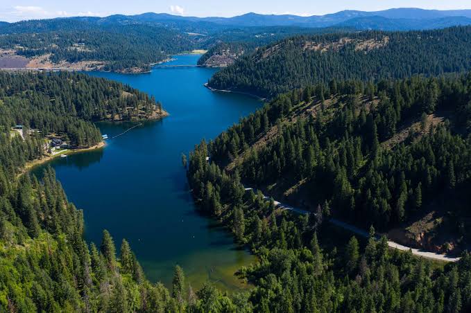 Aerial view of Coeur d'Alene Lake