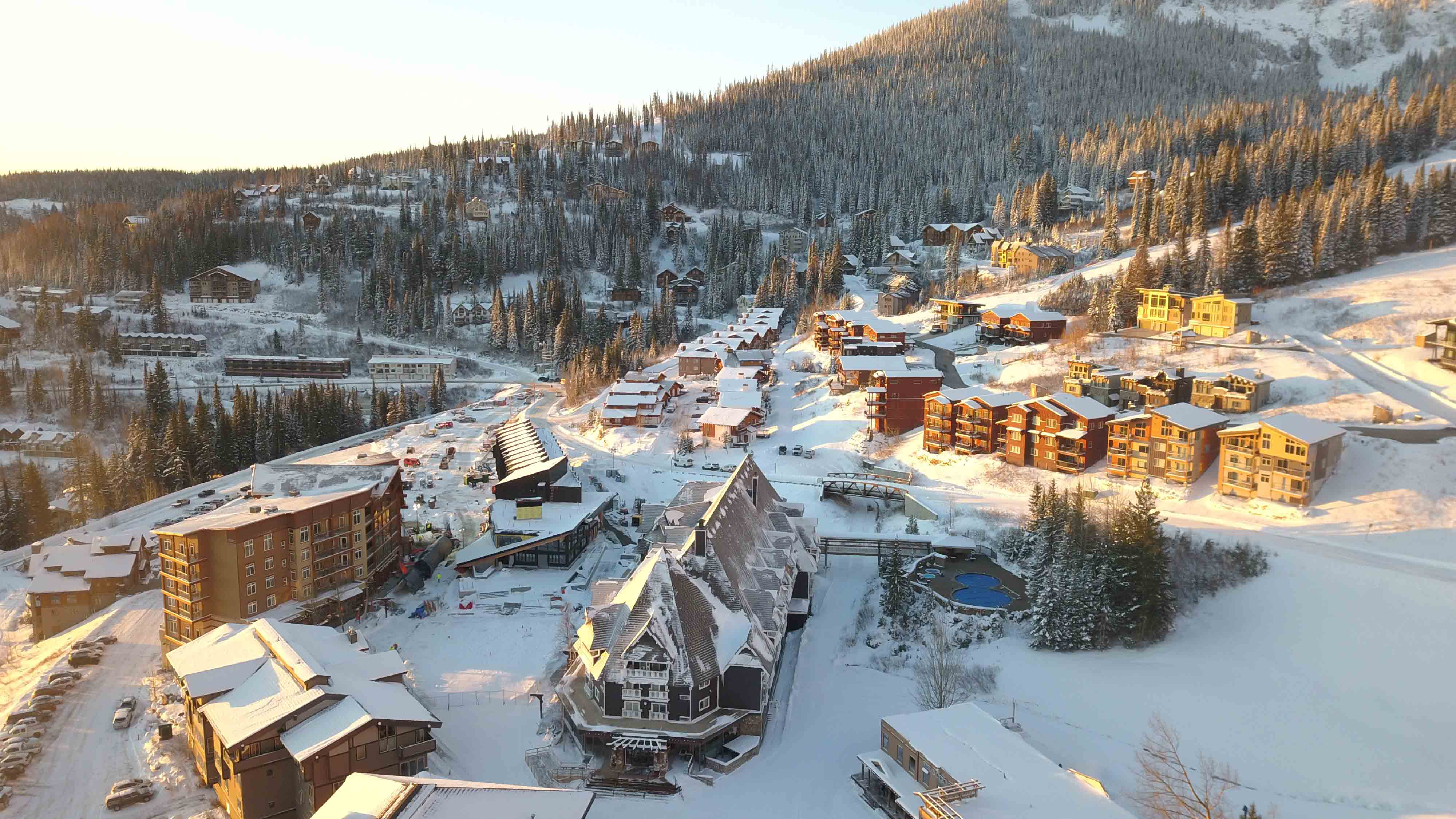 Snowy Schweitzer Mountain village