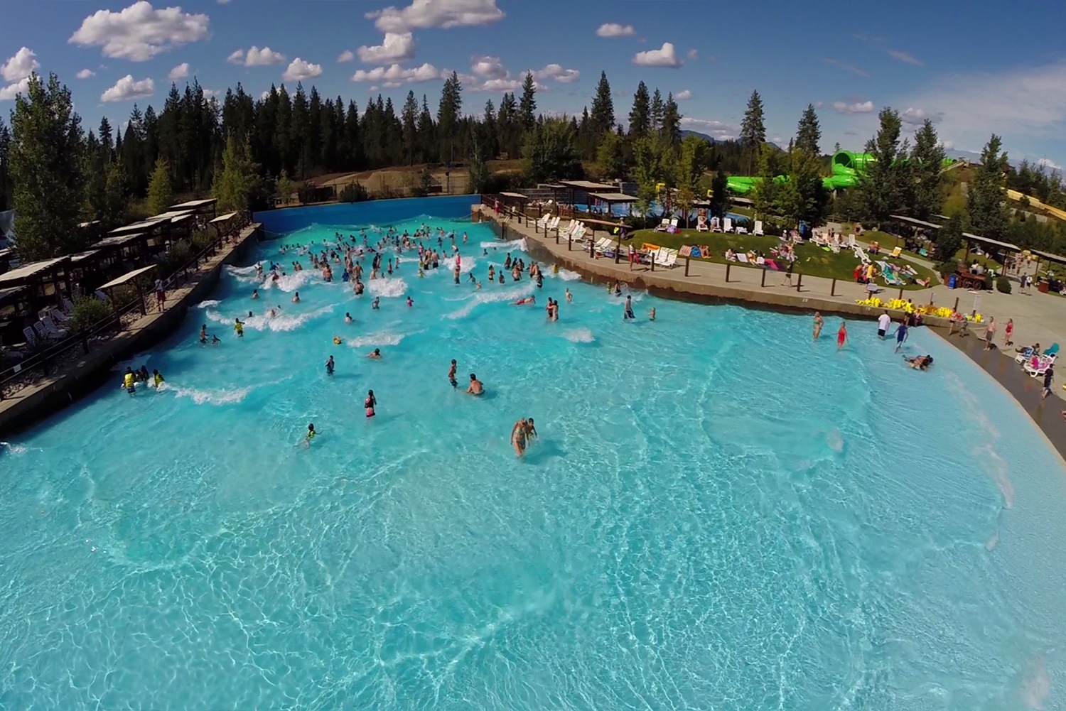 Silverwood Theme Park overview with wooden roller coasters and rides