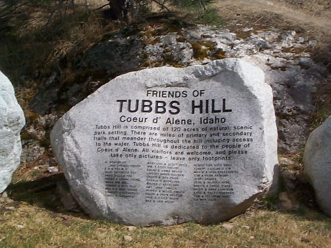 Friends of Tubbs Hill dedication stone in Coeur d'Alene, Idaho